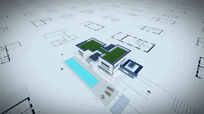 🏡 Modern Villa Floor Plan with Pool – 2-Bedroom Luxury House Design – Tropical Style Home Blueprint (PDF & CAD Files)