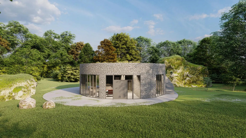 🏡 Modern Round Tiny House Plan – 1 Bedroom Circular Home – 33 ft Diameter – Digital Files (CAD, Lumion, ArchiCAD & PDF)