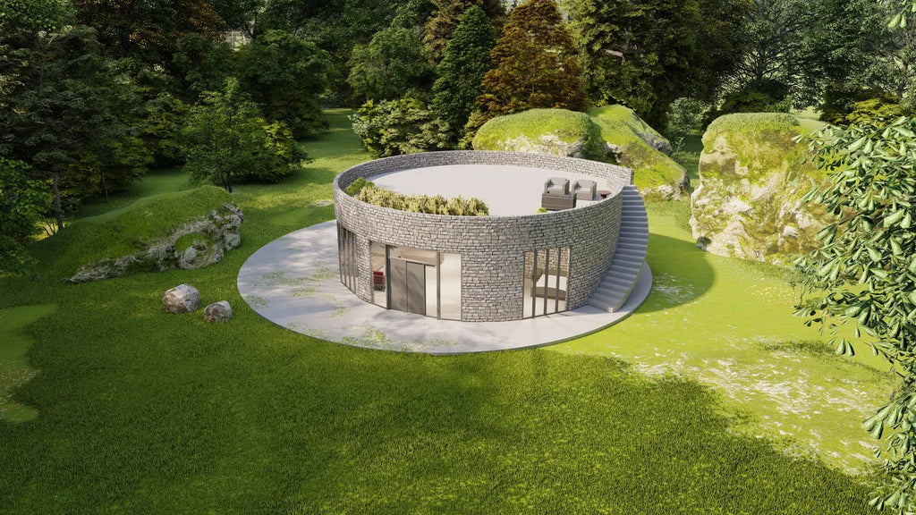 🏡 Modern Round Tiny House Plan – 1 Bedroom Circular Home – 33 ft Diameter – Digital Files (CAD, Lumion, ArchiCAD & PDF)