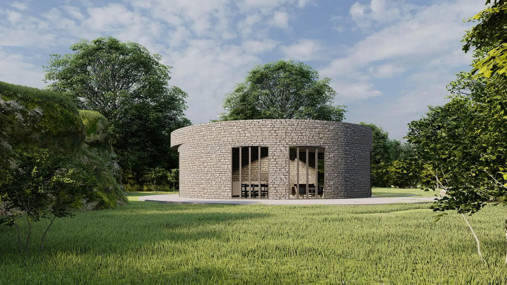 🏡 Modern Round Tiny House Plan – 1 Bedroom Circular Home – 33 ft Diameter – Digital Files (CAD, Lumion, ArchiCAD & PDF)