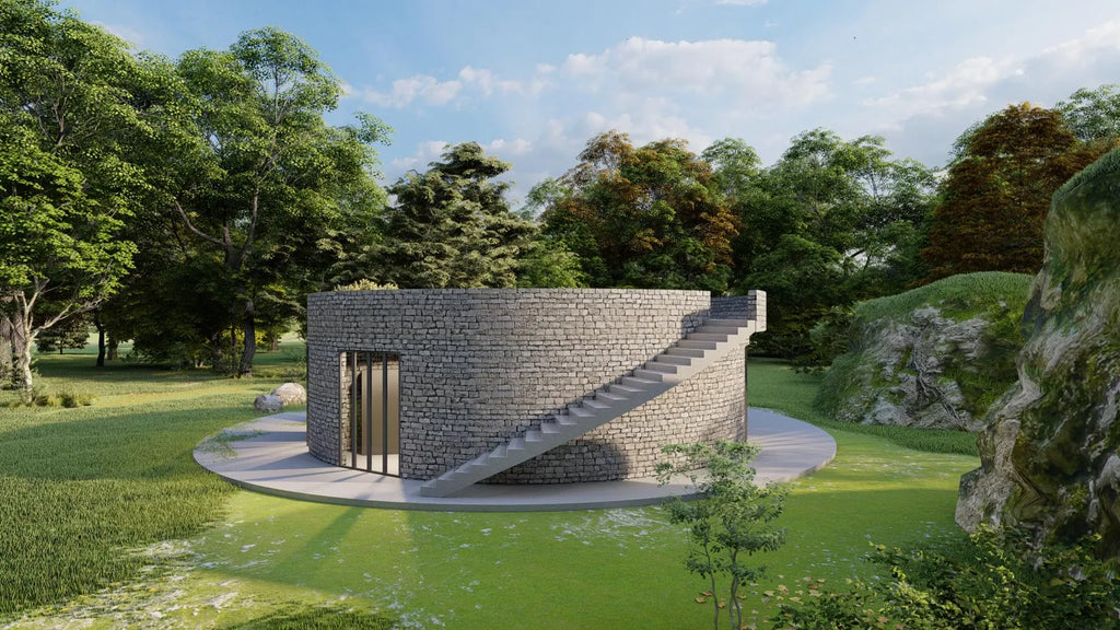 🏡 Modern Round Tiny House Plan – 1 Bedroom Circular Home – 33 ft Diameter – Digital Files (CAD, Lumion, ArchiCAD & PDF)