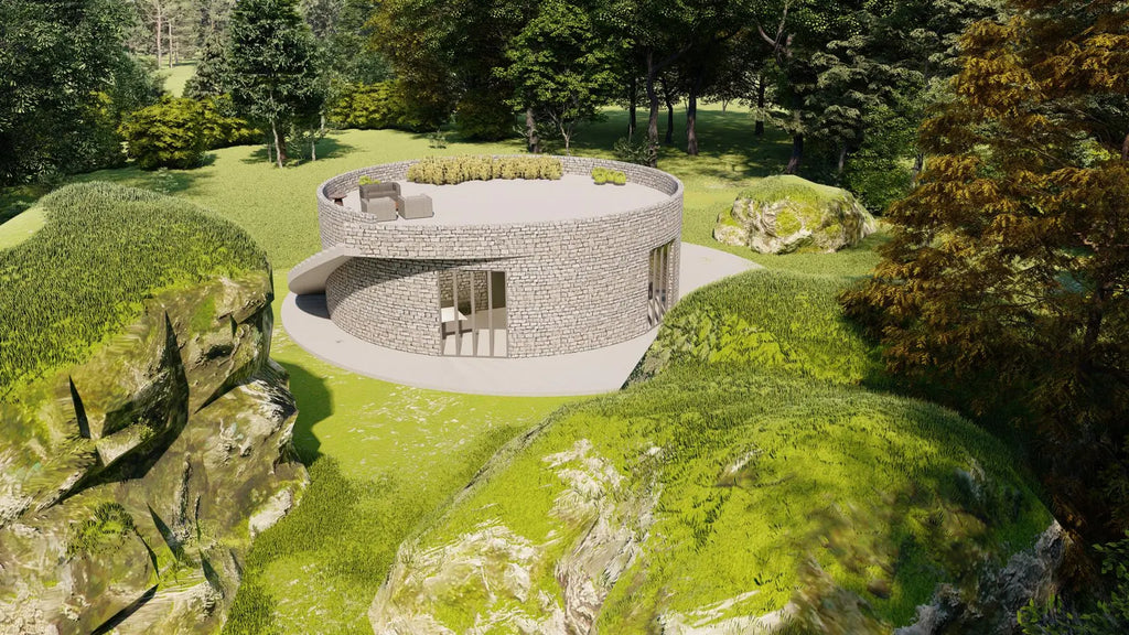 🏡 Modern Round Tiny House Plan – 1 Bedroom Circular Home – 33 ft Diameter – Digital Files (CAD, Lumion, ArchiCAD & PDF)